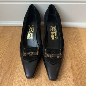 Black Ferragamo Kitten Heels